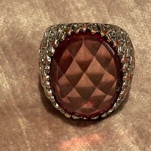 Vintage Chunky Silver & Copper Glass Ring